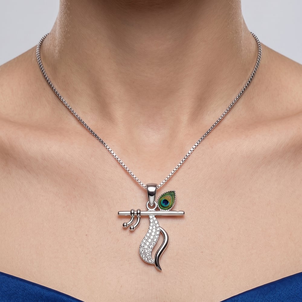 Handmade Silver Jewelry Krishna Flute Pendant